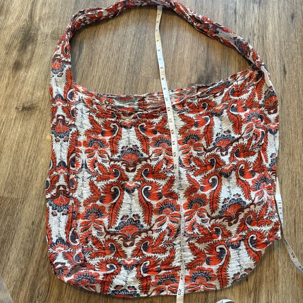 Free People Reusable Bag Lightweight Paisley Print Shopper Tote Orange Logo Boho - Picture 5 of 7